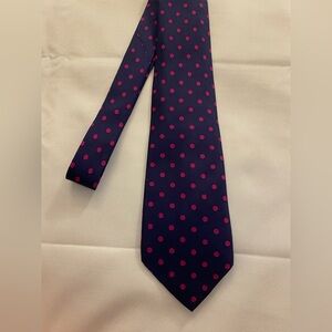 Ralph Lauren Purple Label Navy Tie with Pink Dots